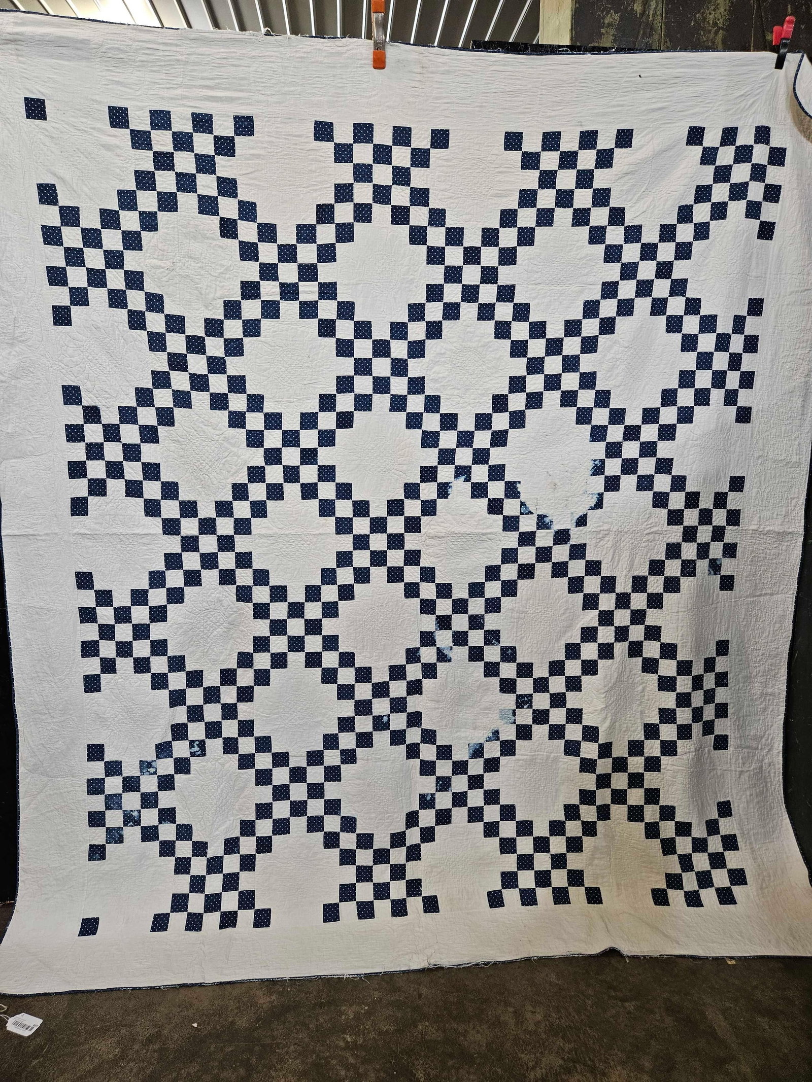 Antique 19th C. Double Irish Chain Hand Stitched Quilt (1 of 11)