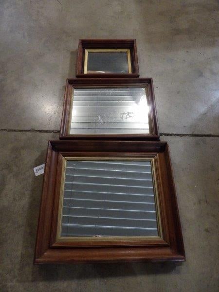 Lot of 3 Early Deep Well Graduated Framed Mirrors (1 of 4)