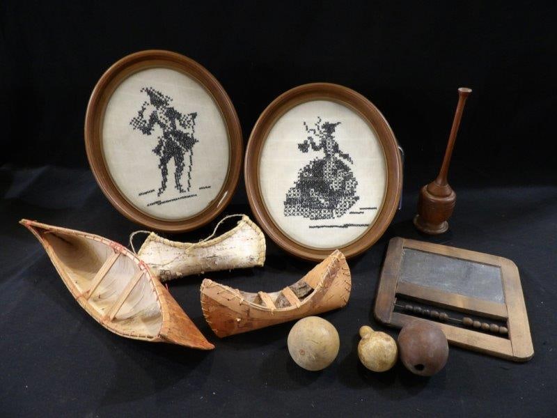 WOOD CANOES, EMBROIDERY & CHILDS SLATE BOARD (1 of 5)