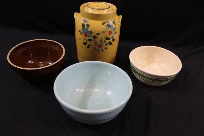 STONEWARE CANISTER & CROCK BOWLS (1 of 3)