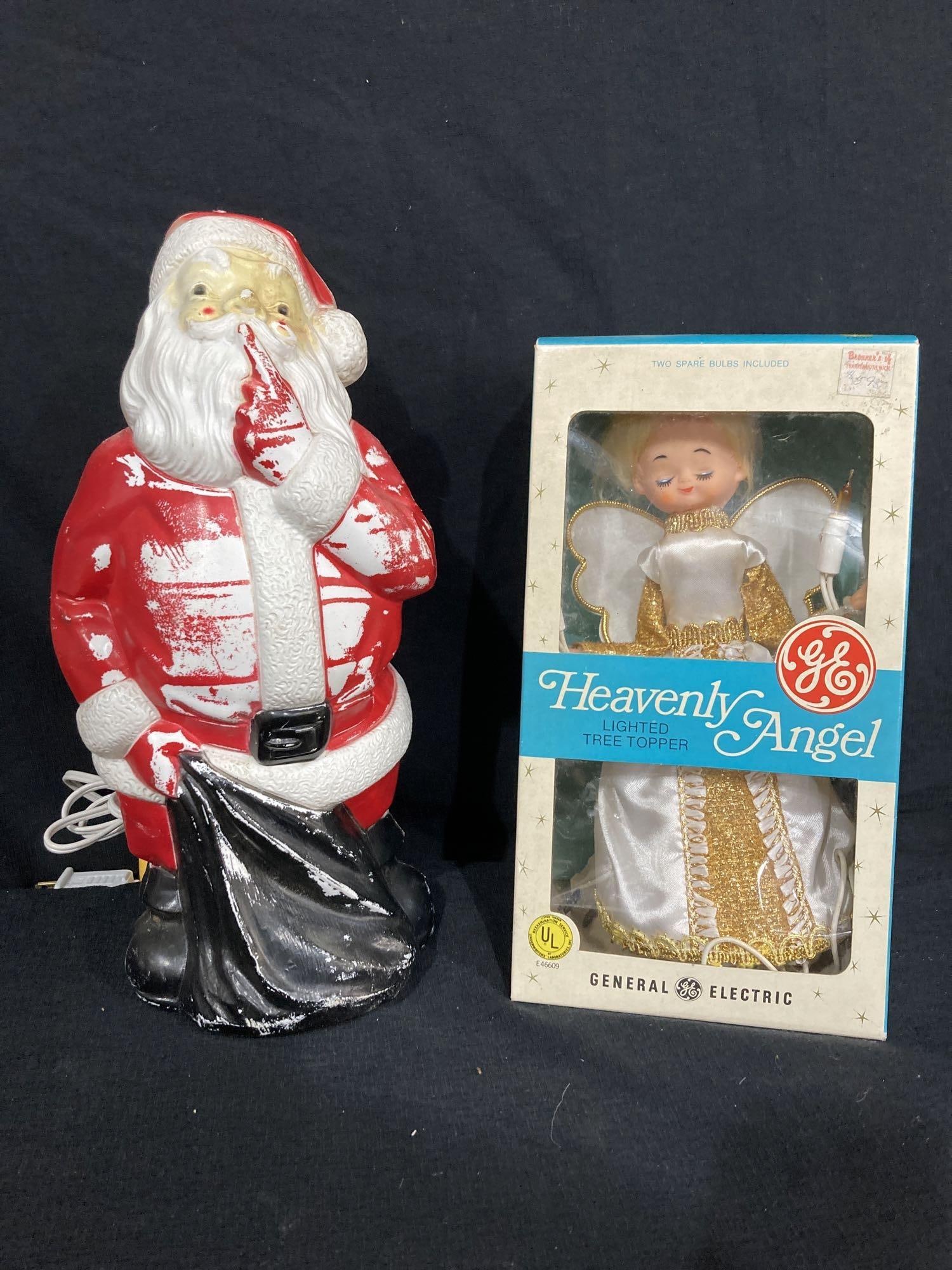 EMPIRE BLOW MOLD SANTA & HEAVENLY LIGHTED ANGEL TOPPER (1 of 7)