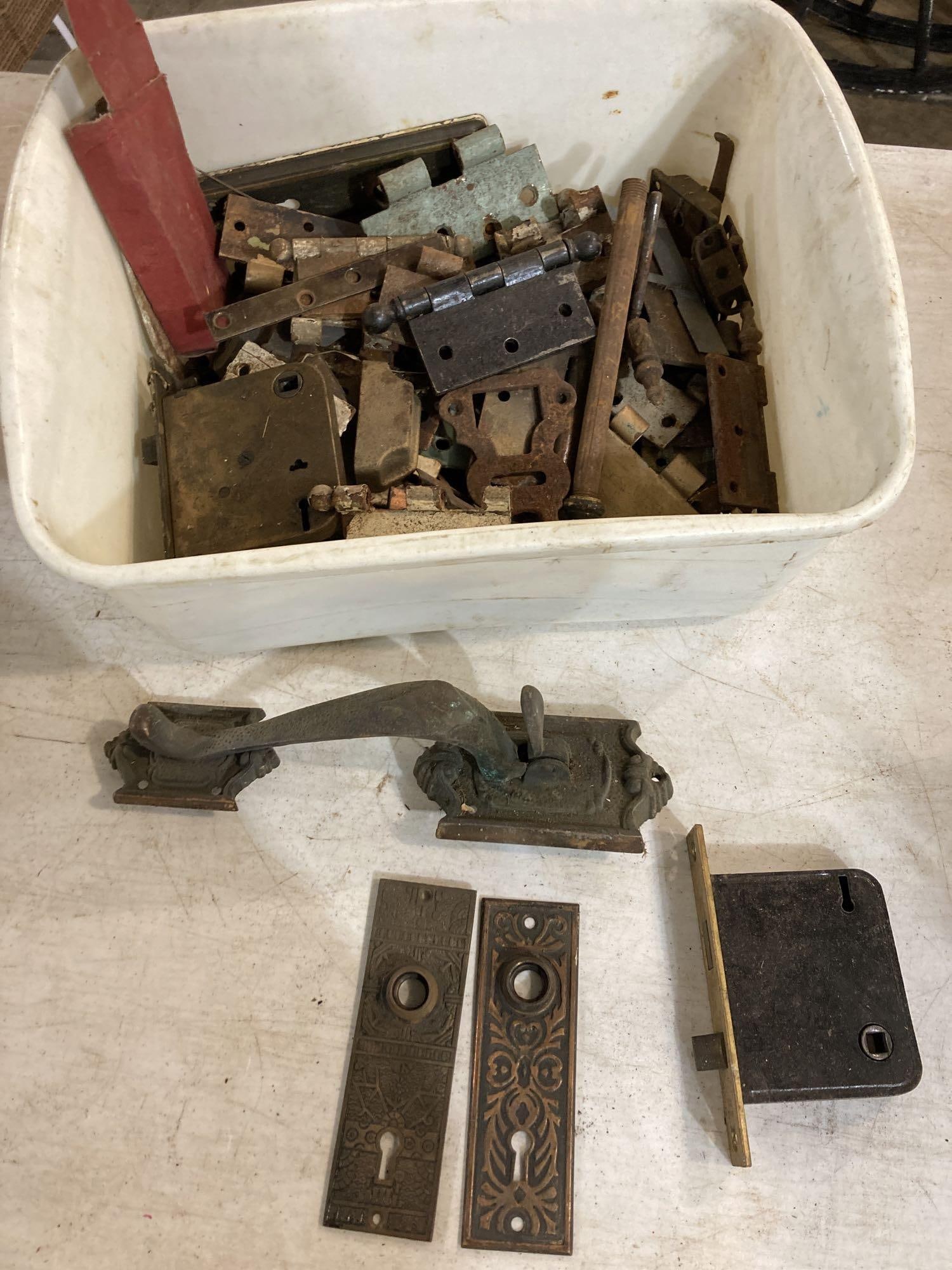 CAST IRON AND BRASS ORNATE DOOR HARDWARE AND HINGES (1 of 3)