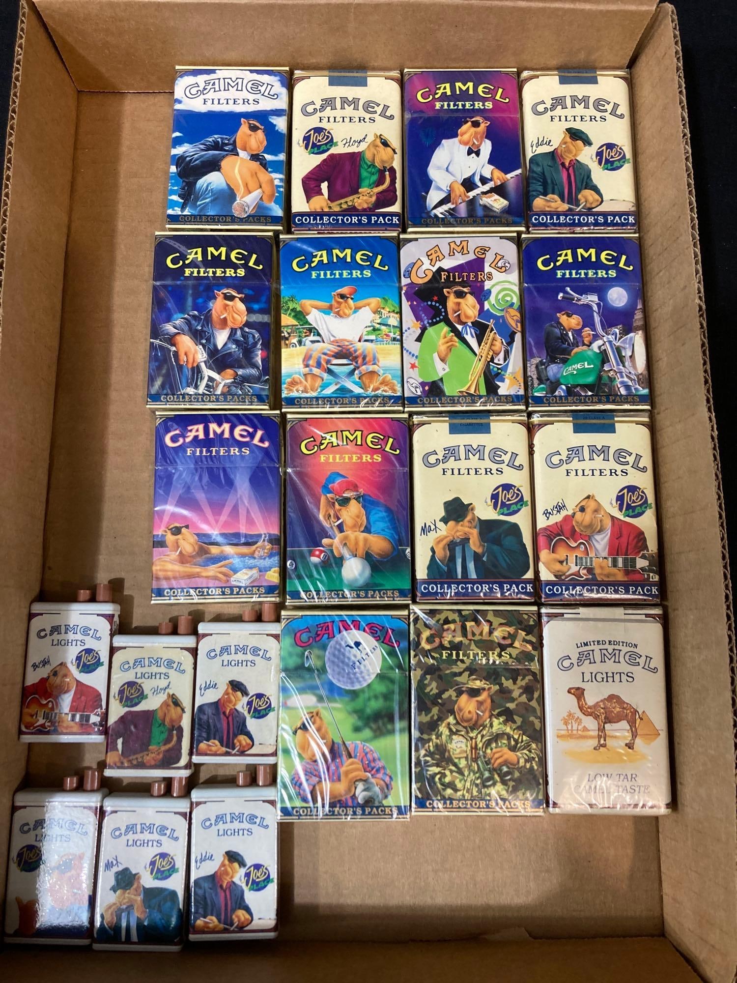 COLLECTORS SAMPLE CAMEL LIGHTERS AND CIGARETTE PACKS (1 of 6)
