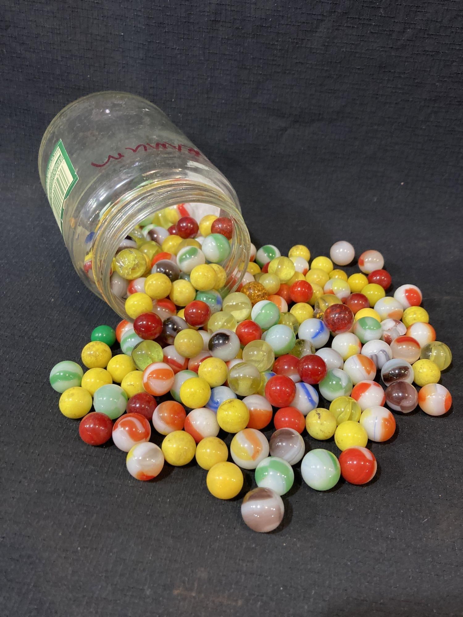 Jar Of Vintage Marbles Auction