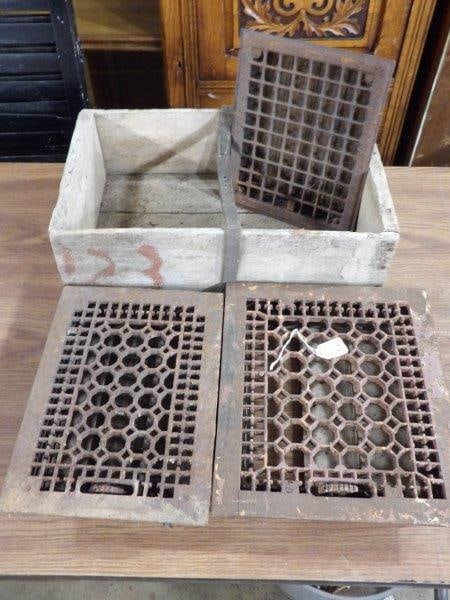 WOODEN CRATE & IRON FLOOR REGISTERS (1 of 7)