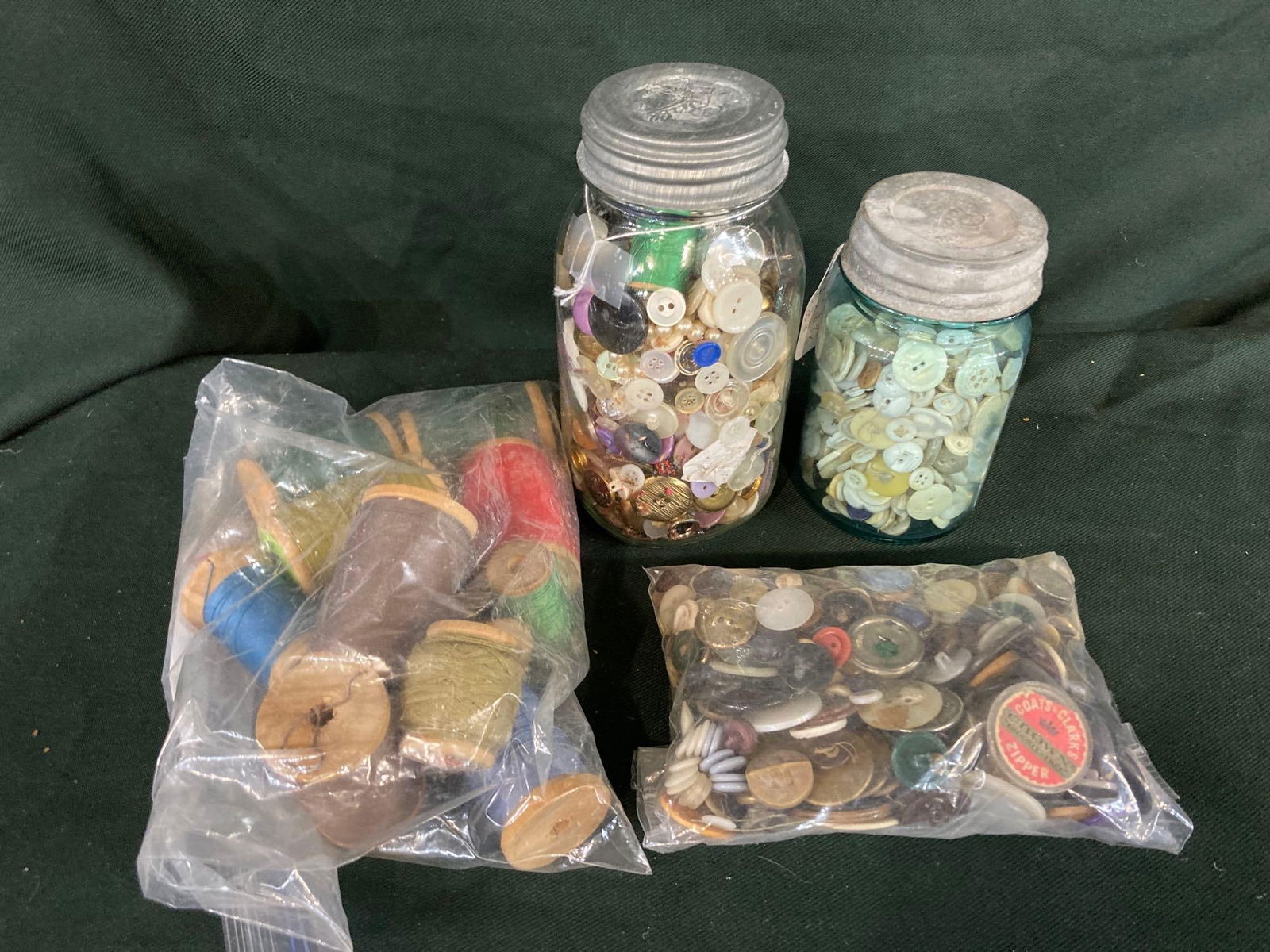 MASON JARS FULL OF VINTAGE BUTTONS (1 of 5)