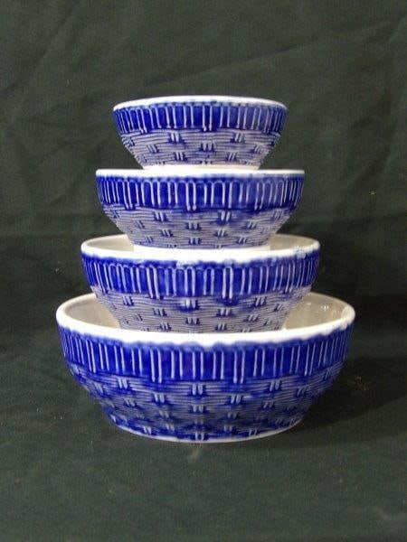 BLUE BASKETWARE STONEWARE NESTING BOWLS (1 of 5)