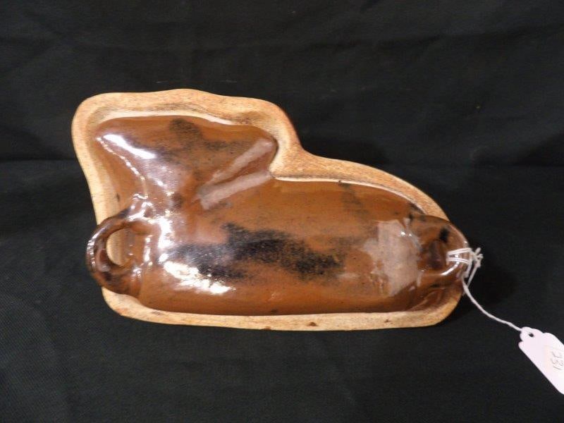 PRIMITIVE STONEWARE CHOCOLATE MOLD: GOOD CONDITION 10 X 6 X 3