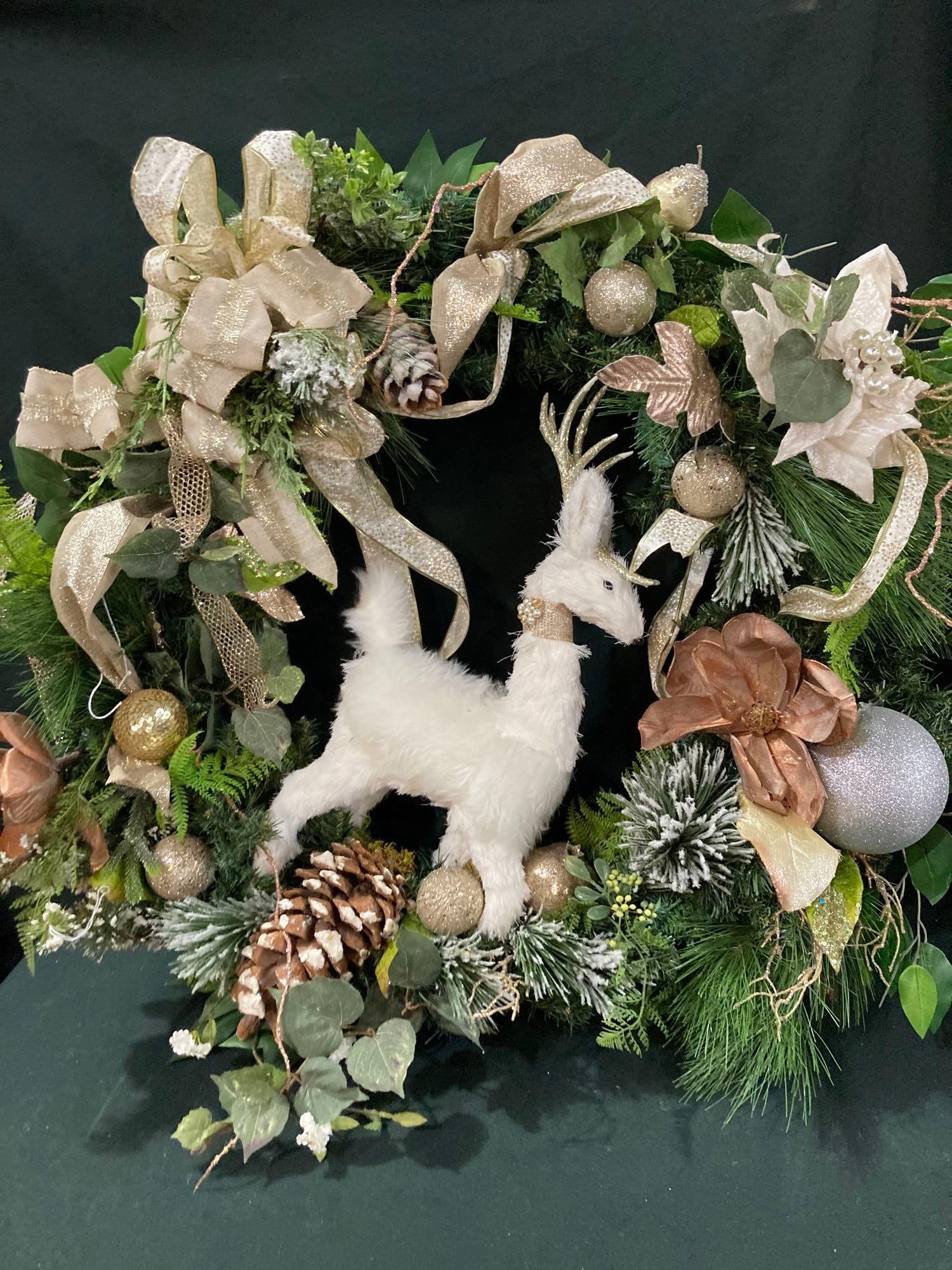 NATURE DEER WREATH: 29 INCHES ROUND