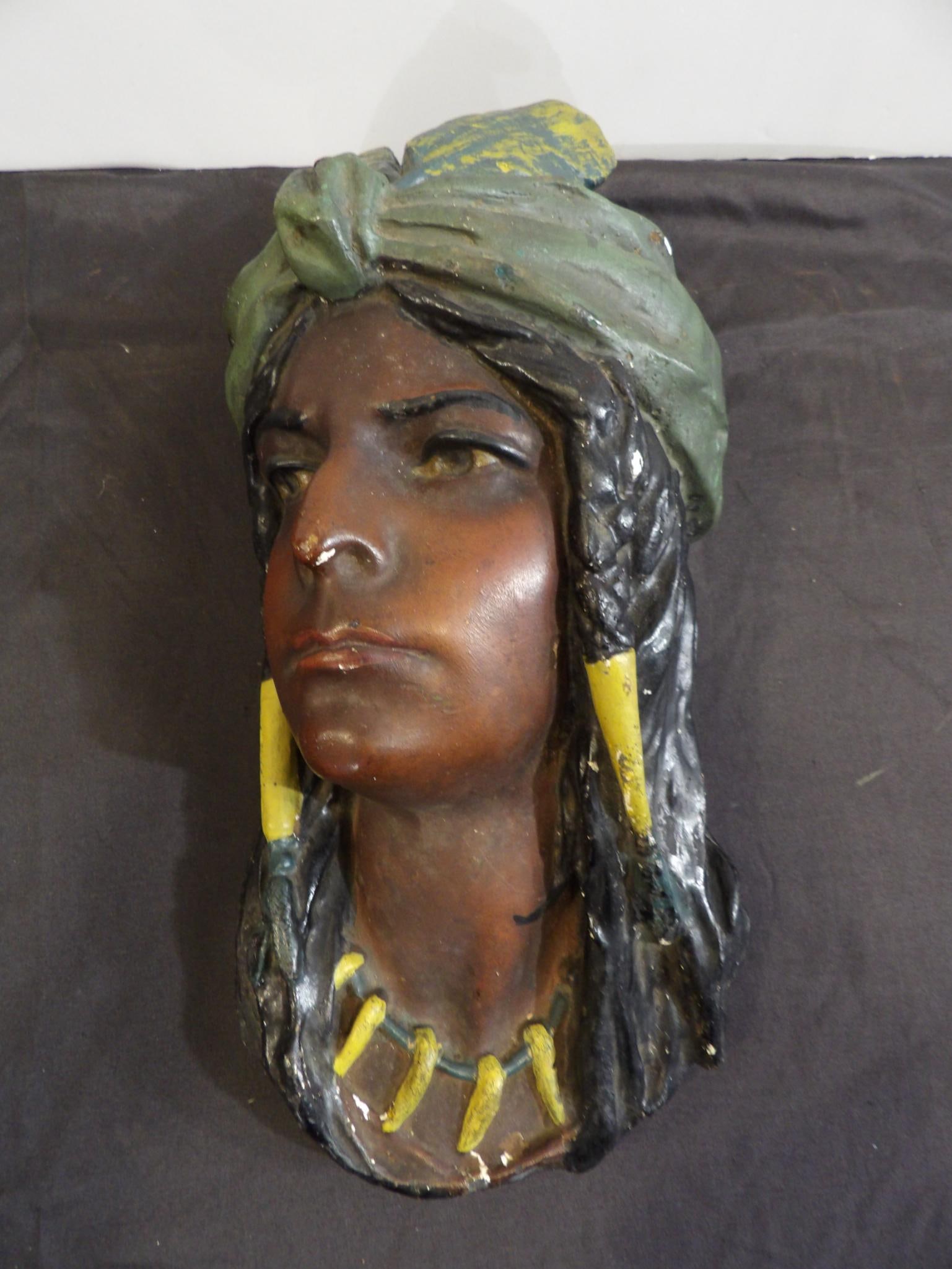 CHALKWARE NATIVE AMERICAN HEAD (1 of 5)