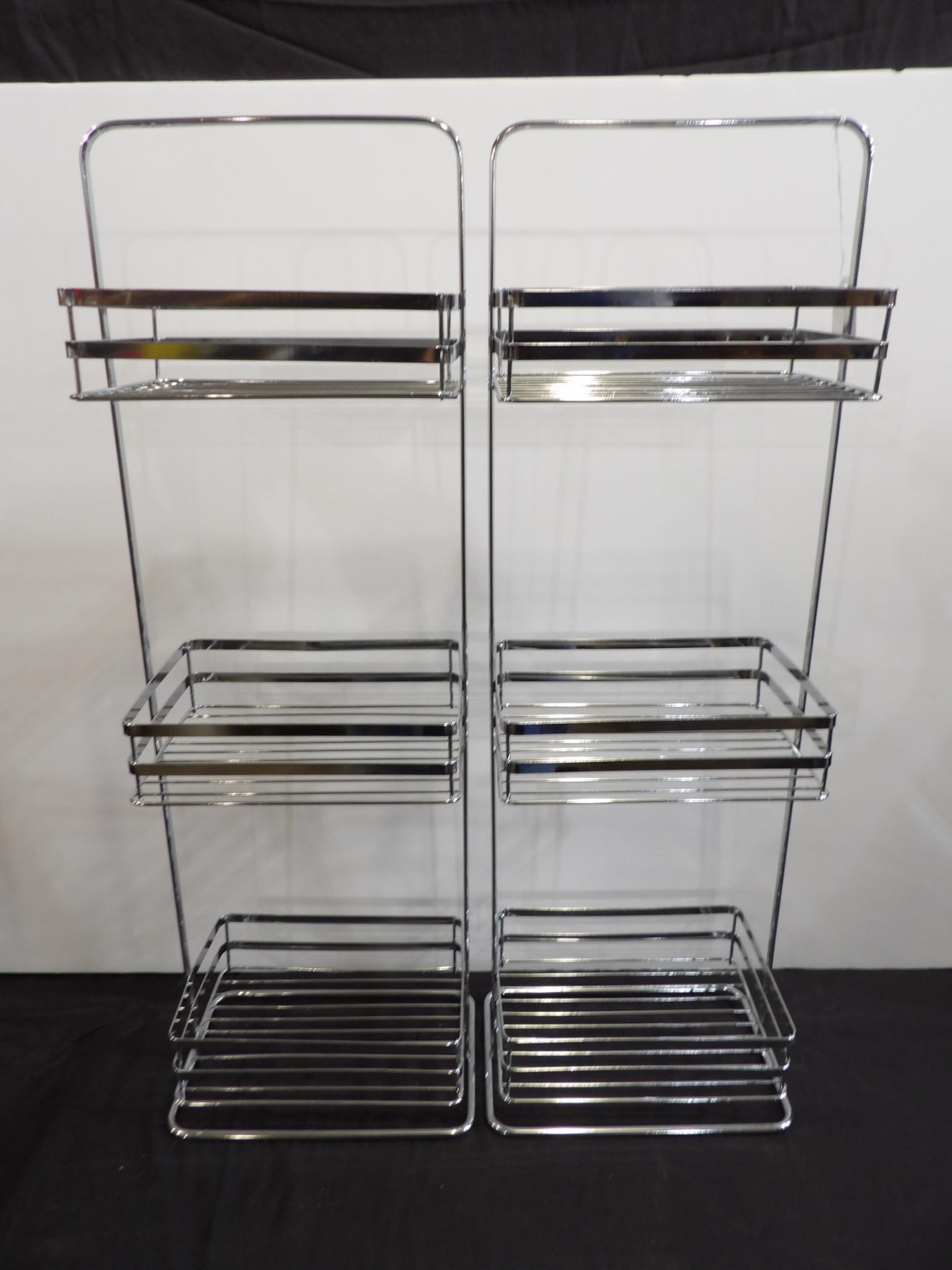 PAIR OF METAL 3 TIER SHELVES (1 of 5)