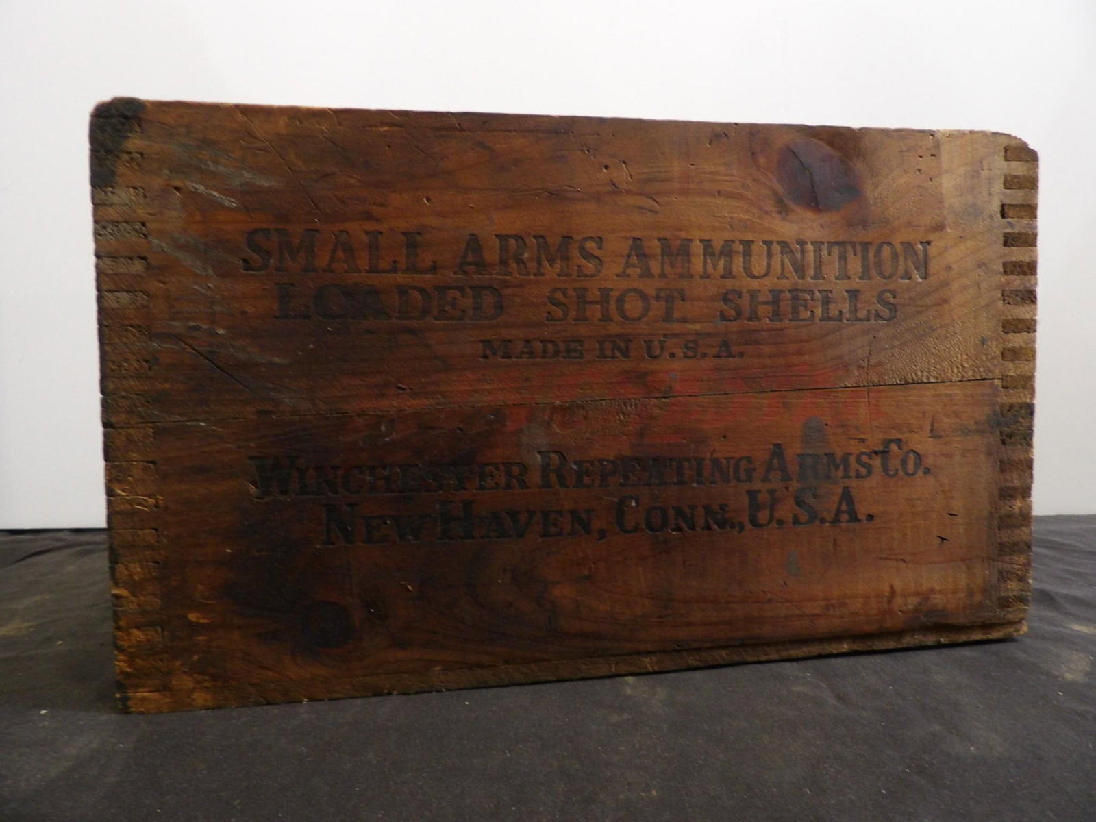 WINCHESTER CRATE: HAS BEEN PAINTED ON ONE SIDE. 15 X 9.5 X 9