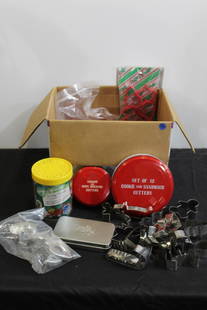COOKIE CUTTERS: LARGE LOT OF TIN AND PLASTIC CUTTERS. INCLUDES WILTON SESAME STREET, HOLIDAY AND SOME SMALLER SHAPES