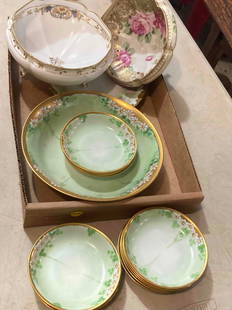 BAVARIA AND NIPPON CHINA: BAVARIA 13 PIECE SESSERT SET IN CLUDES LARGE SERVING BOWL. ALL IN GOOD CONDITION