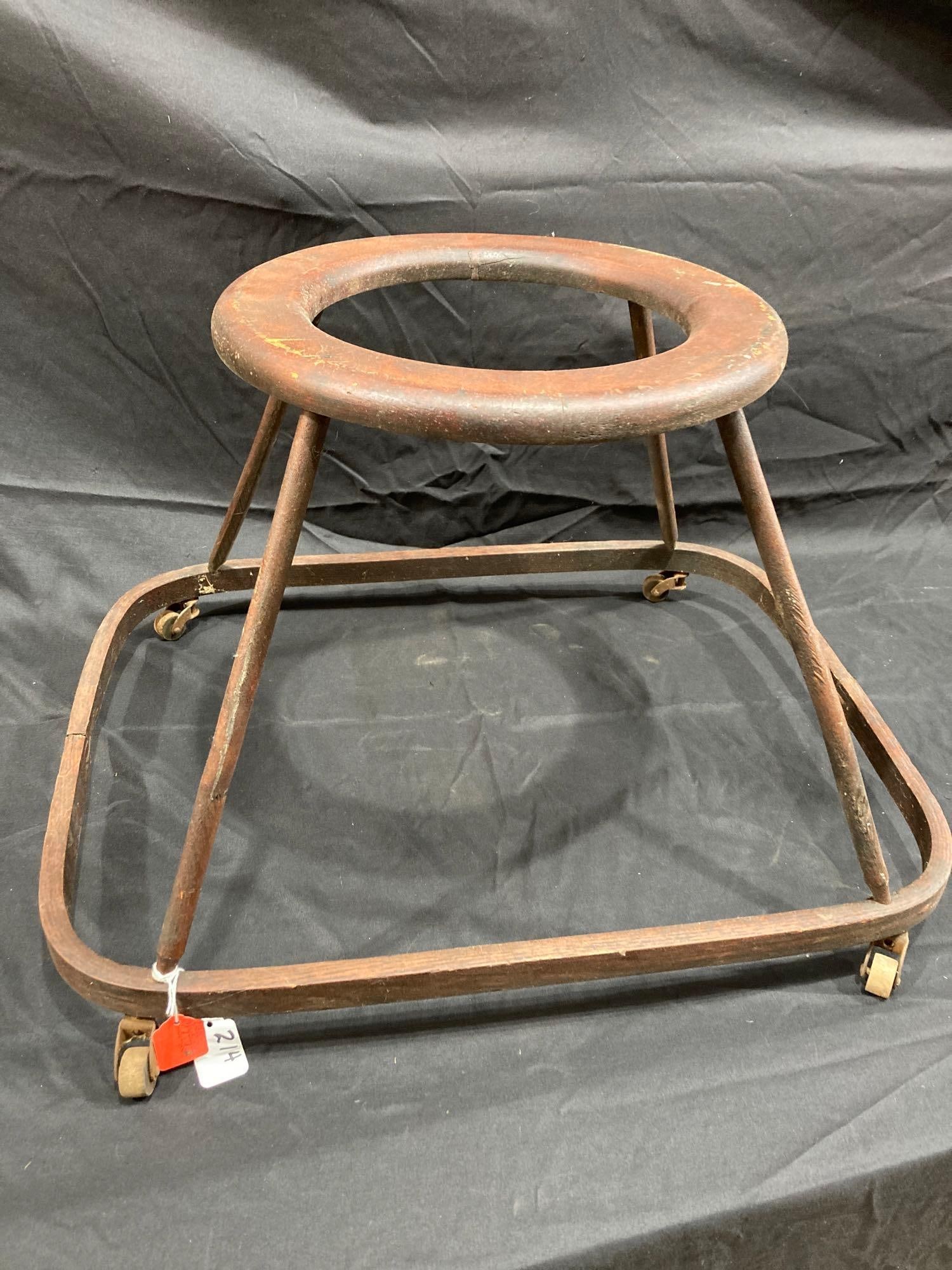 WOODEN TEETER TROTTER: EARLY WOODEN WALKER.
