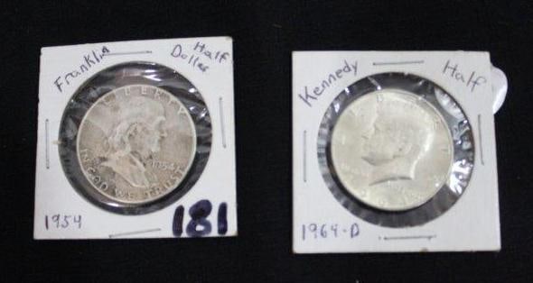 FRANKLIN AND KENNEDY HALFS: 1964 KENNEDY