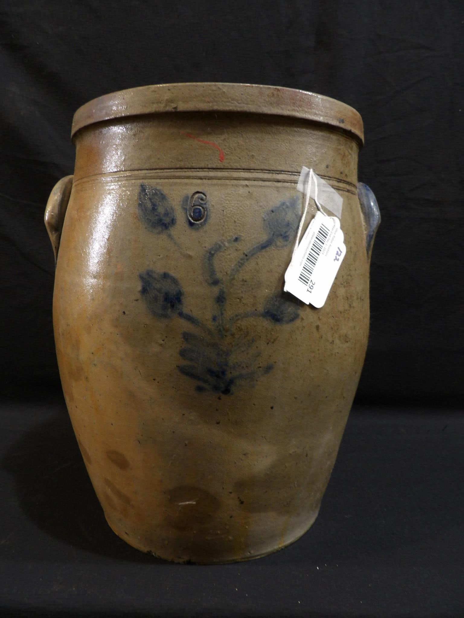 Decorated 6-gal stoneware storage jar  (1 of 6)