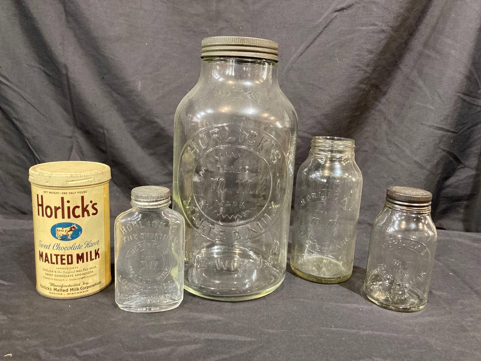 4- Horlick's Malted Milk jars and tin (1 of 9)