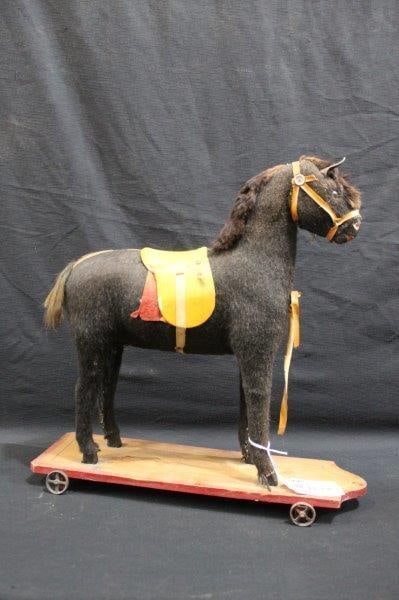 Antique Mohair Horse pull toy (1 of 7)
