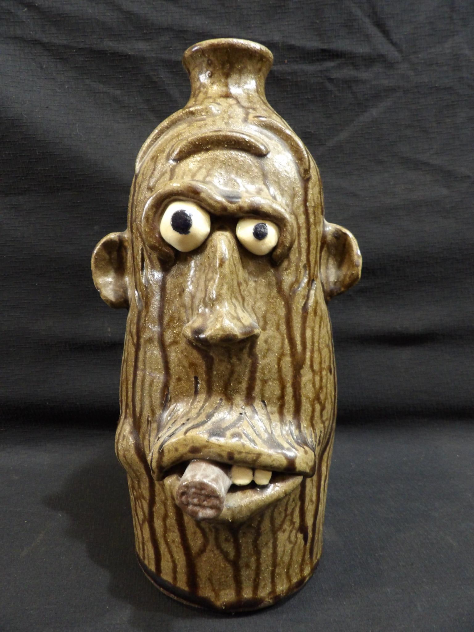 Signed stoneware cigar face jug  (1 of 6)