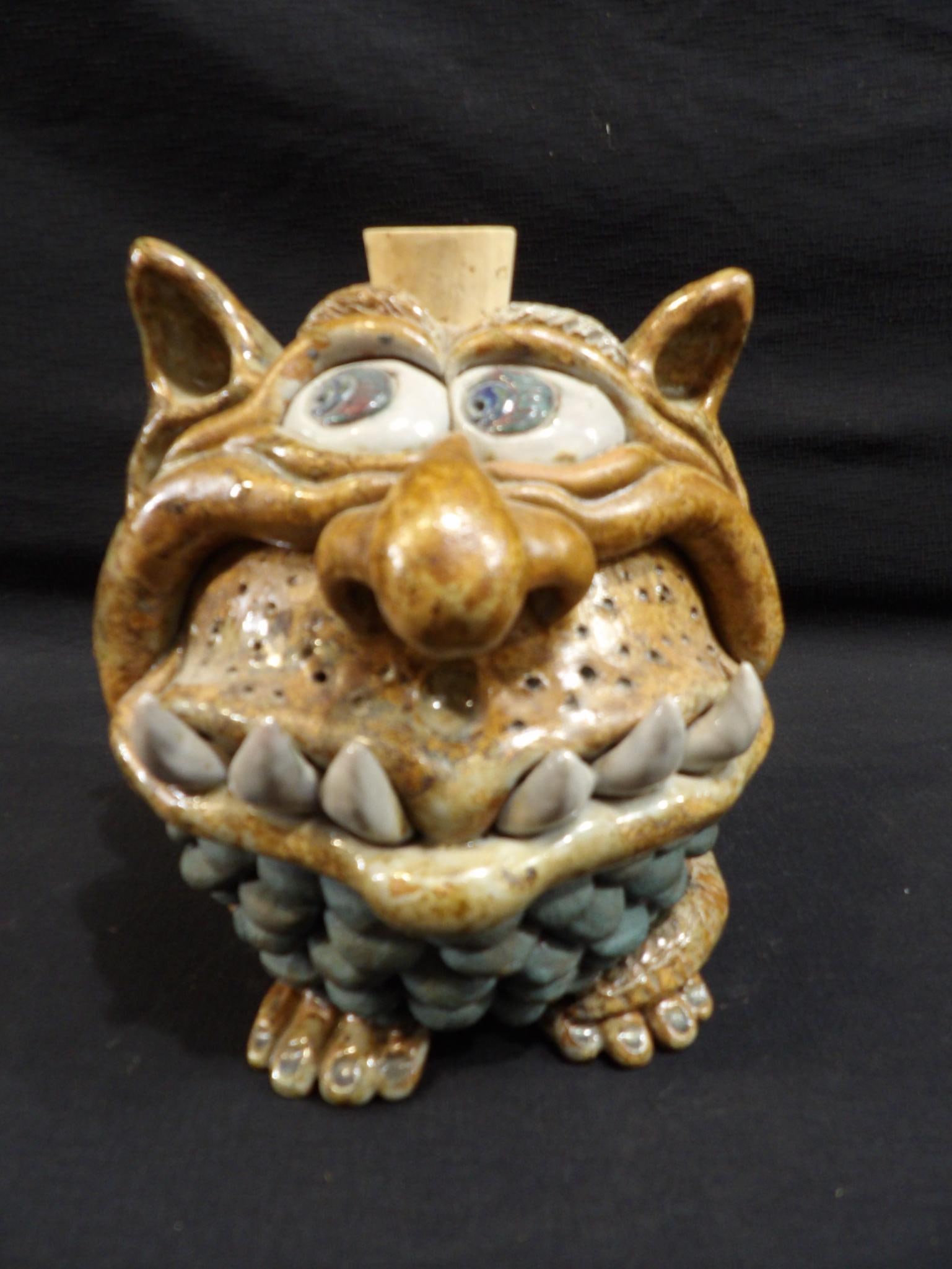 Signed Phelps 2007 whimsical face jug  (1 of 7)