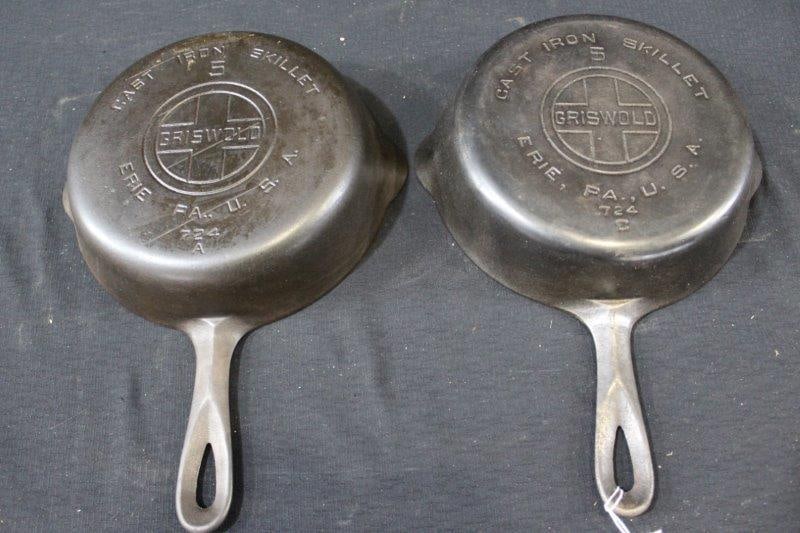 2- Griswold #5 cast iron skillets (1 of 5)