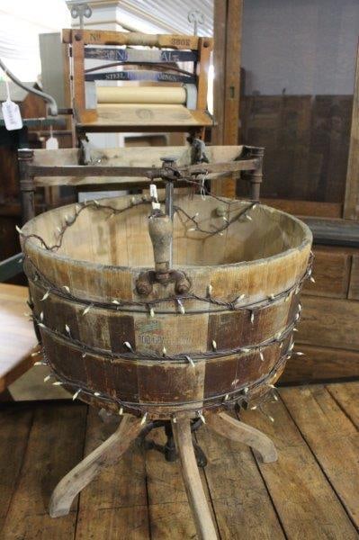 Early wooden washer with wringer  (1 of 4)