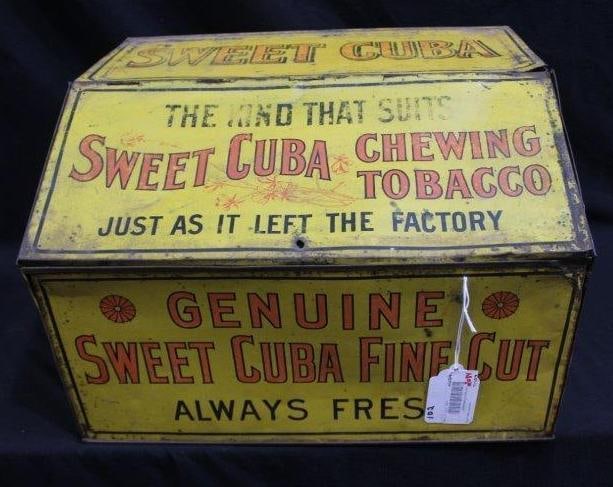 1910 Sweet Cuba Tobacco store tin (1 of 6)