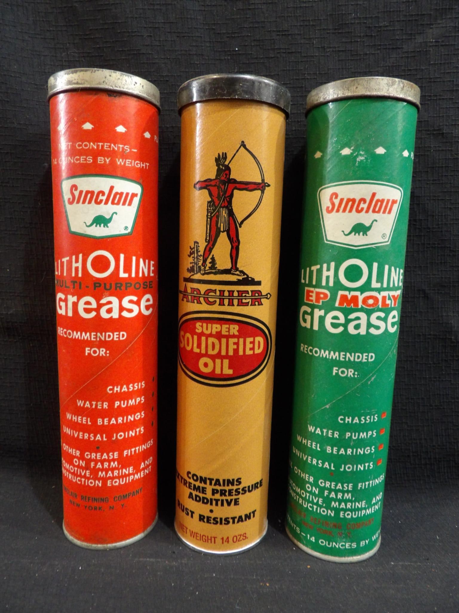 Archer & 2 Sinclair unopened grease tubes (1 of 6)