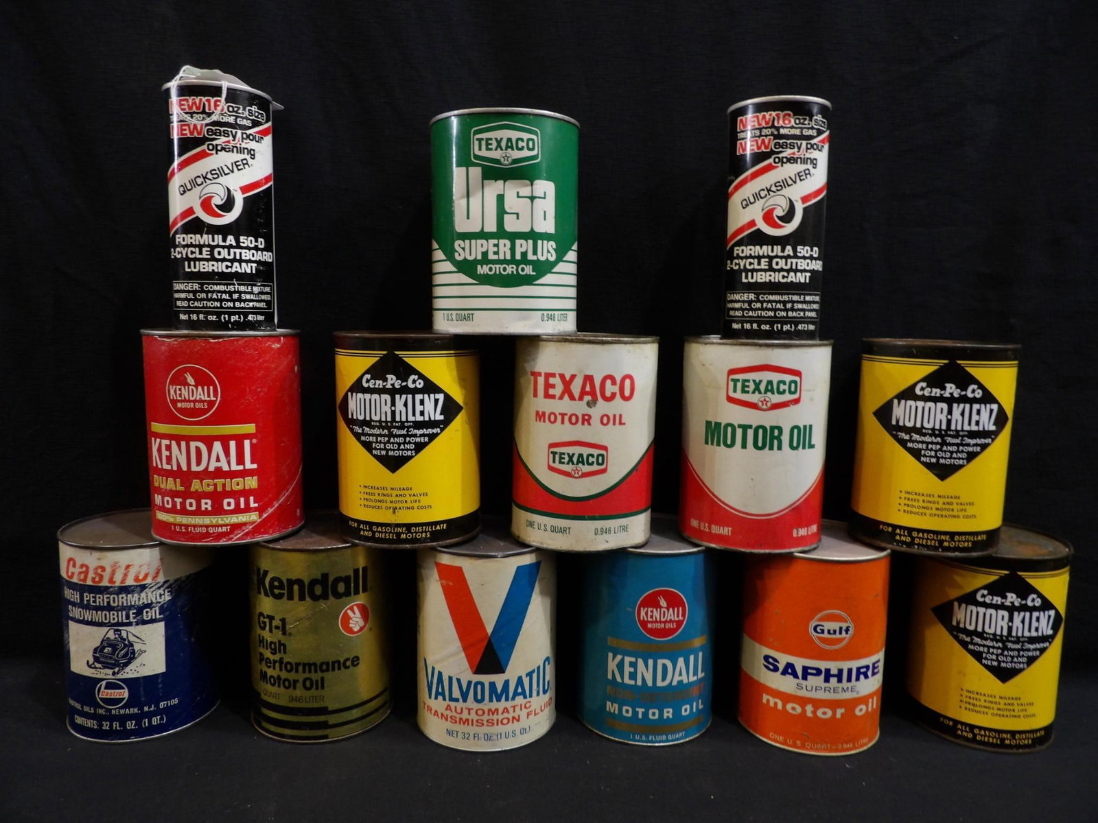 12- Various 1qt motor oil cans & 2 grease tubes (1 of 6)
