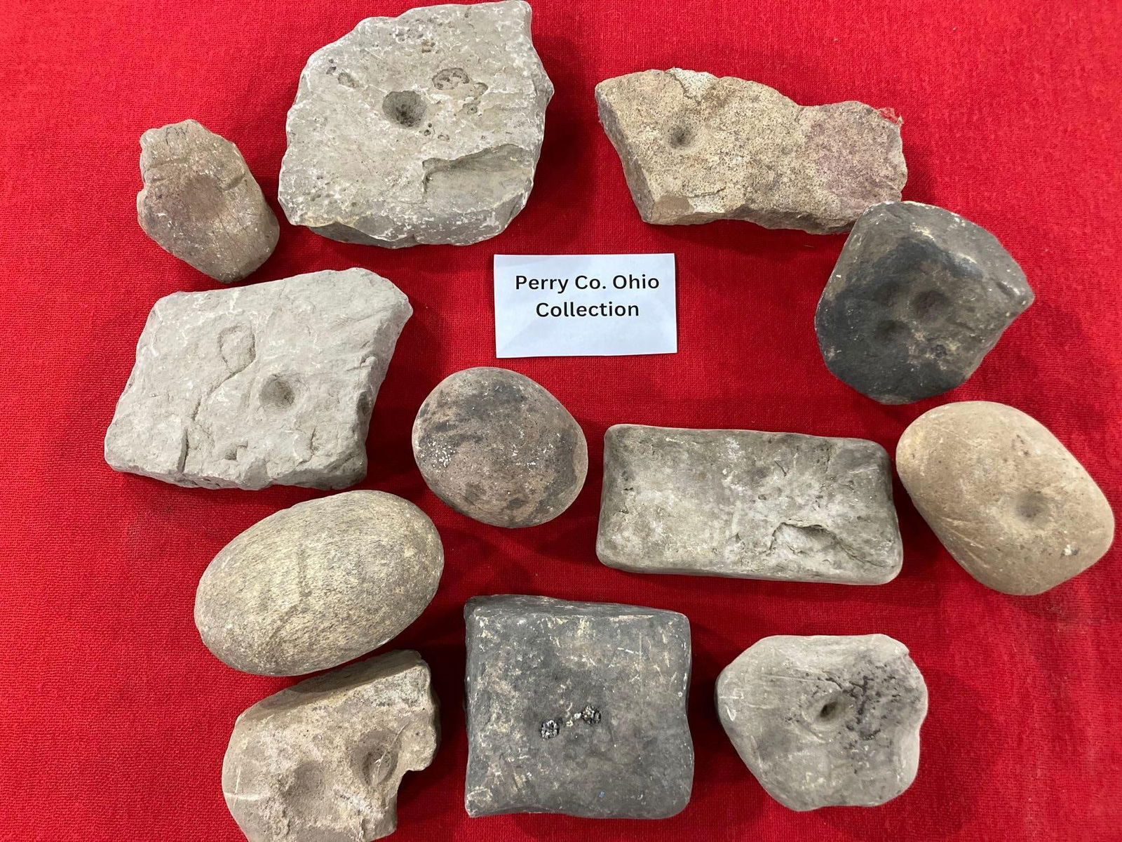 Large Lot Of Nutting Or Pecking Stones Auction