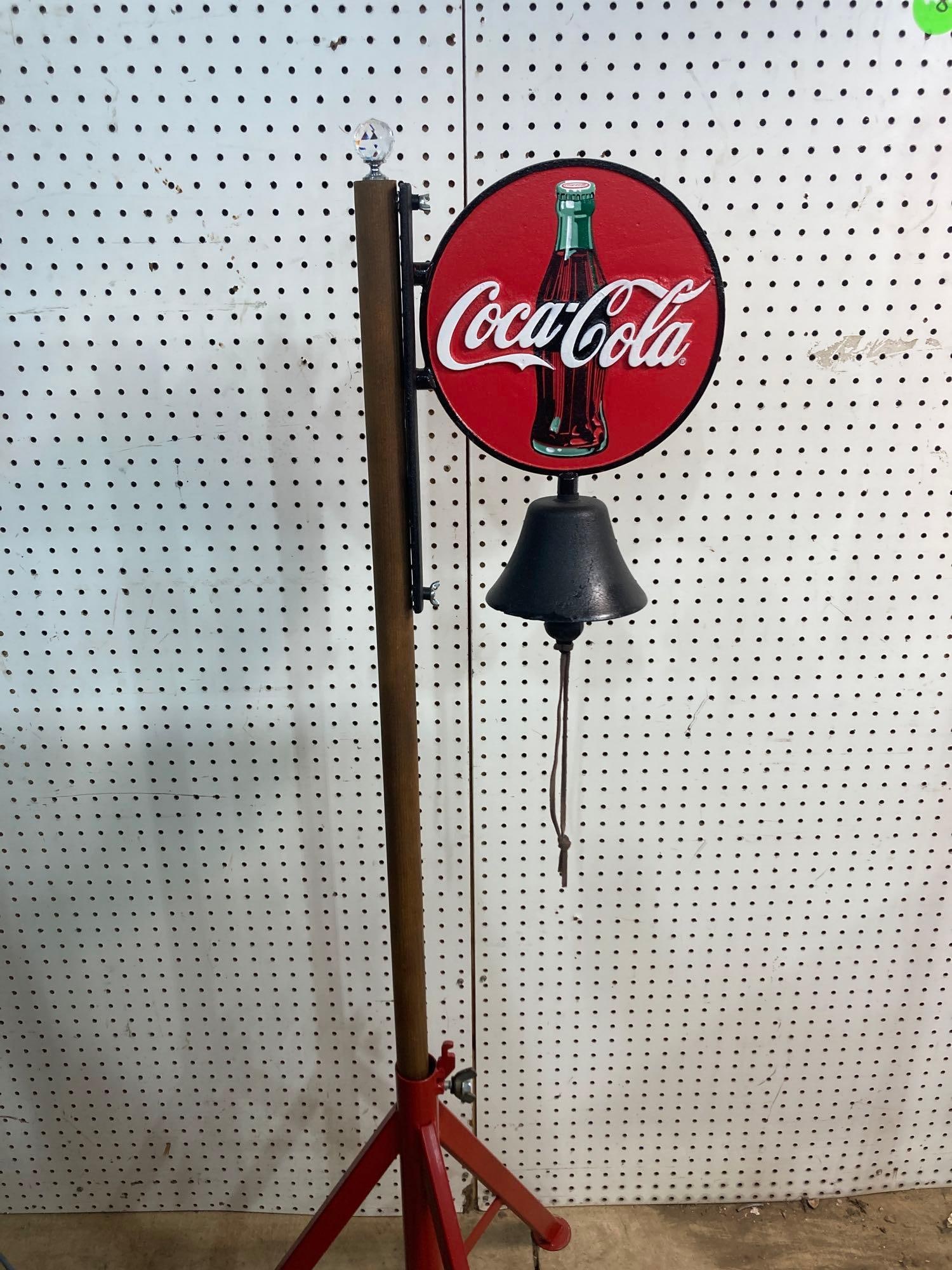 CAST IRON COCA COLA DINNER BELL ON STAND (1 of 4)