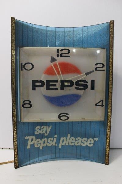 SAY PEPSI PLEASE LIGHTED CLOCK (1 of 2)