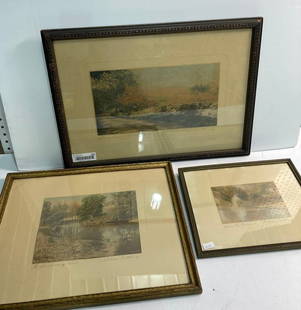 WALLACE NUTTING FRAMED ARTWORK: three nature pieces, each in unique frame. Below the Arches 12.5 X 10.5, honeymoon Mindings 21.5, X 15.5, and the swimming road 18 x 15