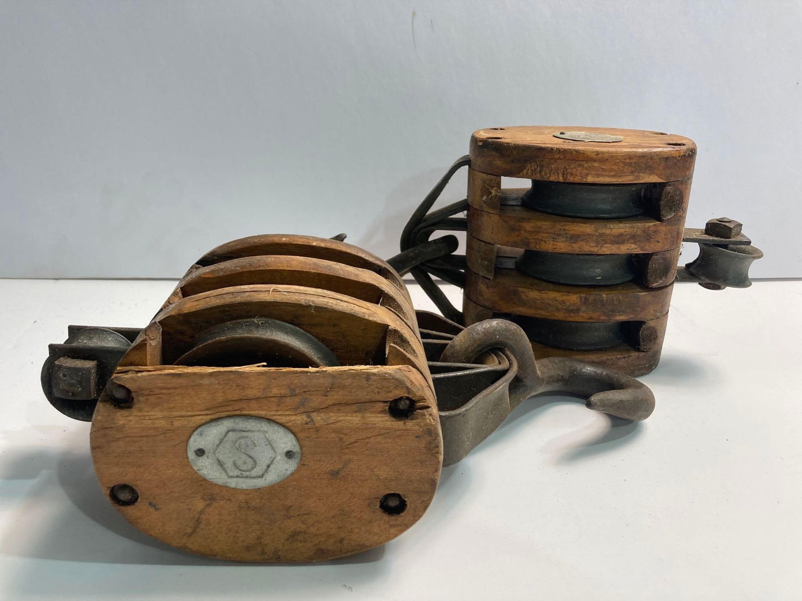 2- WOODEN PULLEYS (1 of 4)