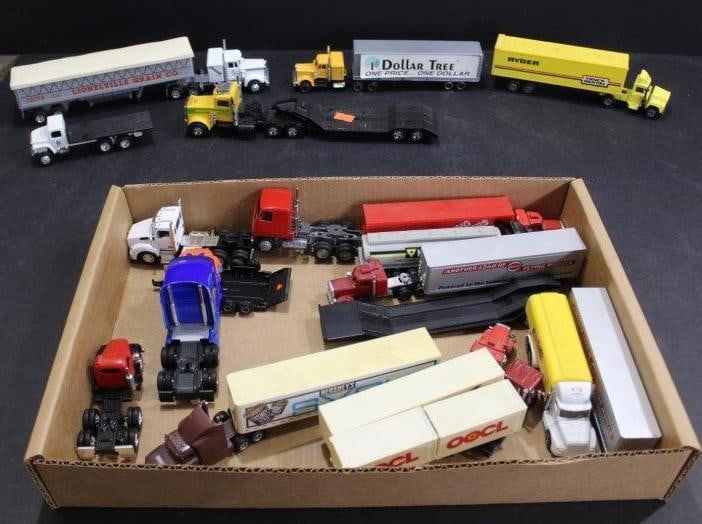 LOADED LOT OF VARIOUS ADVERTISING TRUCKS AND TRAILERS INC. ERTL AND MORE (1 of 5)