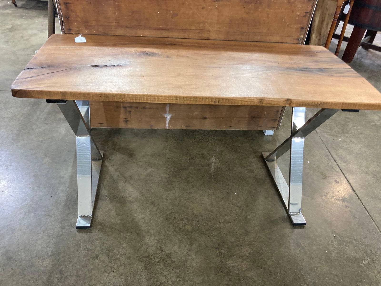 SLAB TOP TABLE W METAL LEGS (1 of 4)