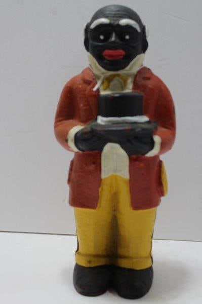 CAST IRON UNCLE MOSE BANK: 11 INCH TALL