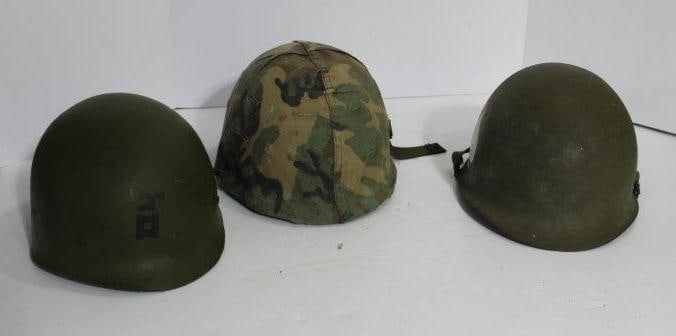 LOT OF THREE MILITARY HELMETS (1 of 13)
