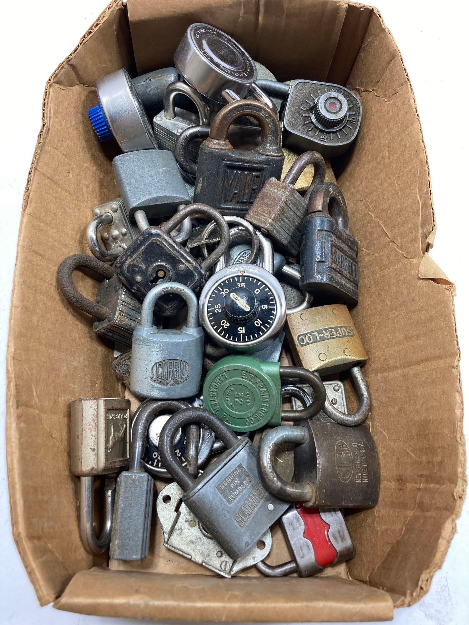 BOX OF MISC OLD LOCKS (1 of 4)