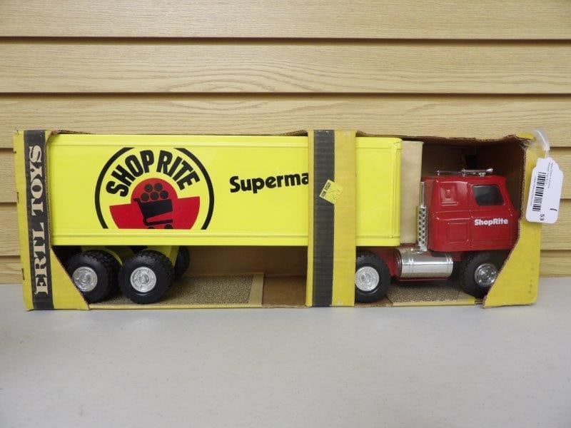 ERTL VINTAGE SHOP RITE SUPERMARKET ADVERTISING TRUCK AND TRAILER (1 of 3)