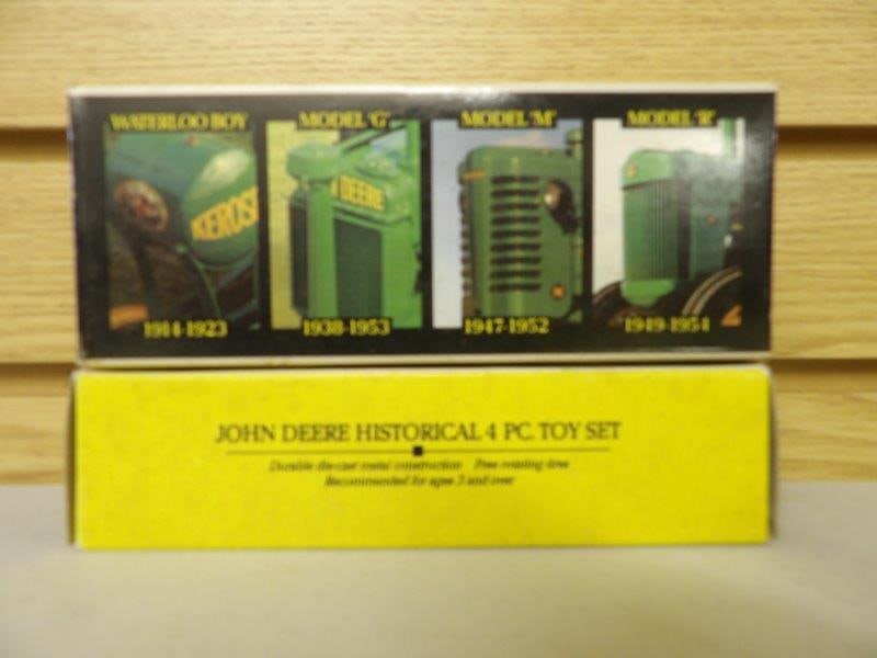 ERTL LOT OF 2 JOHN DEERE HISTORICAL 4 PCE TOY SETS INC. 4 MINIATURE TRACTORS (1 of 3)