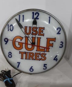 Use Gulf Tires lighted clock