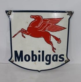 Mobilgas I.R.47 porcelain shield pump plate