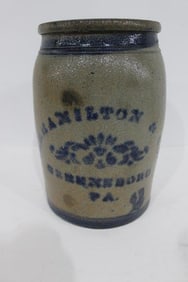 Jas Hamilton and Co Stenciled Stoneware Jar