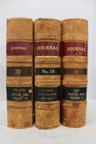 3 Leather Bound First National Bank Ledgers