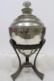 Art Glass Apothecary Display Bottle On Brass Stand