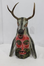 Folk Art Hand Carved spirit Animal Mask