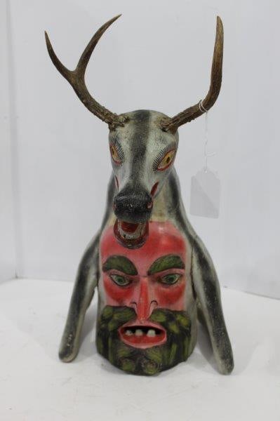 Folk Art Hand Carved spirit Animal Mask (1 of 5)