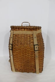 Large woven backpack trappers basket